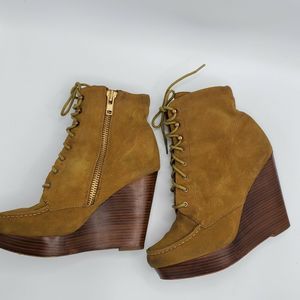 coach lace up tassle boot
